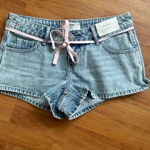 Hollister Women's Denim Shorts with Pink Accent